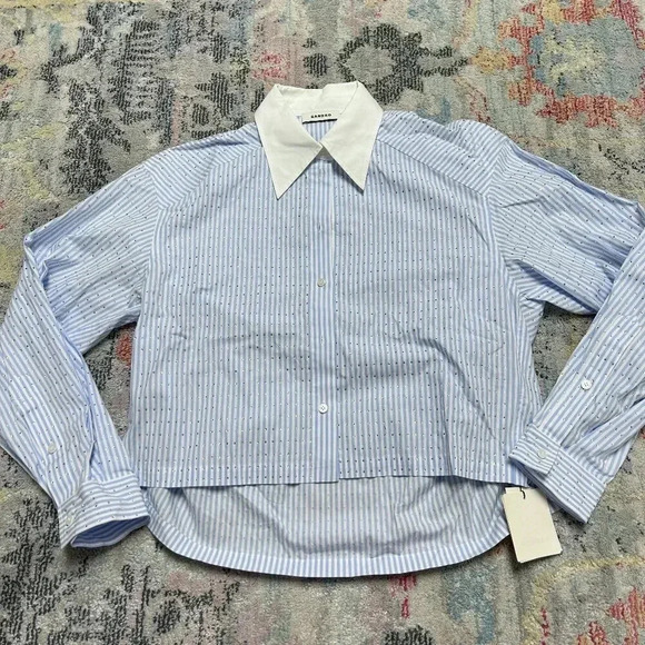 NWT Sandro Crystal-Embellished Striped Shirt - Picture 4 of 5